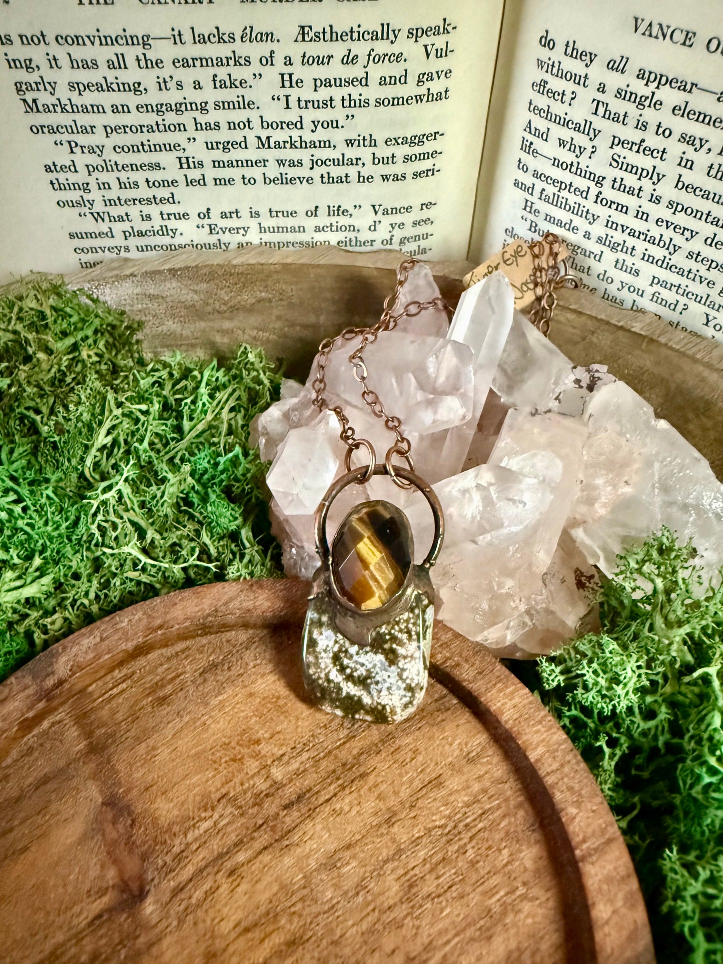 Electroformed Copper Tiger Eye and Ocean Jasper Necklace
