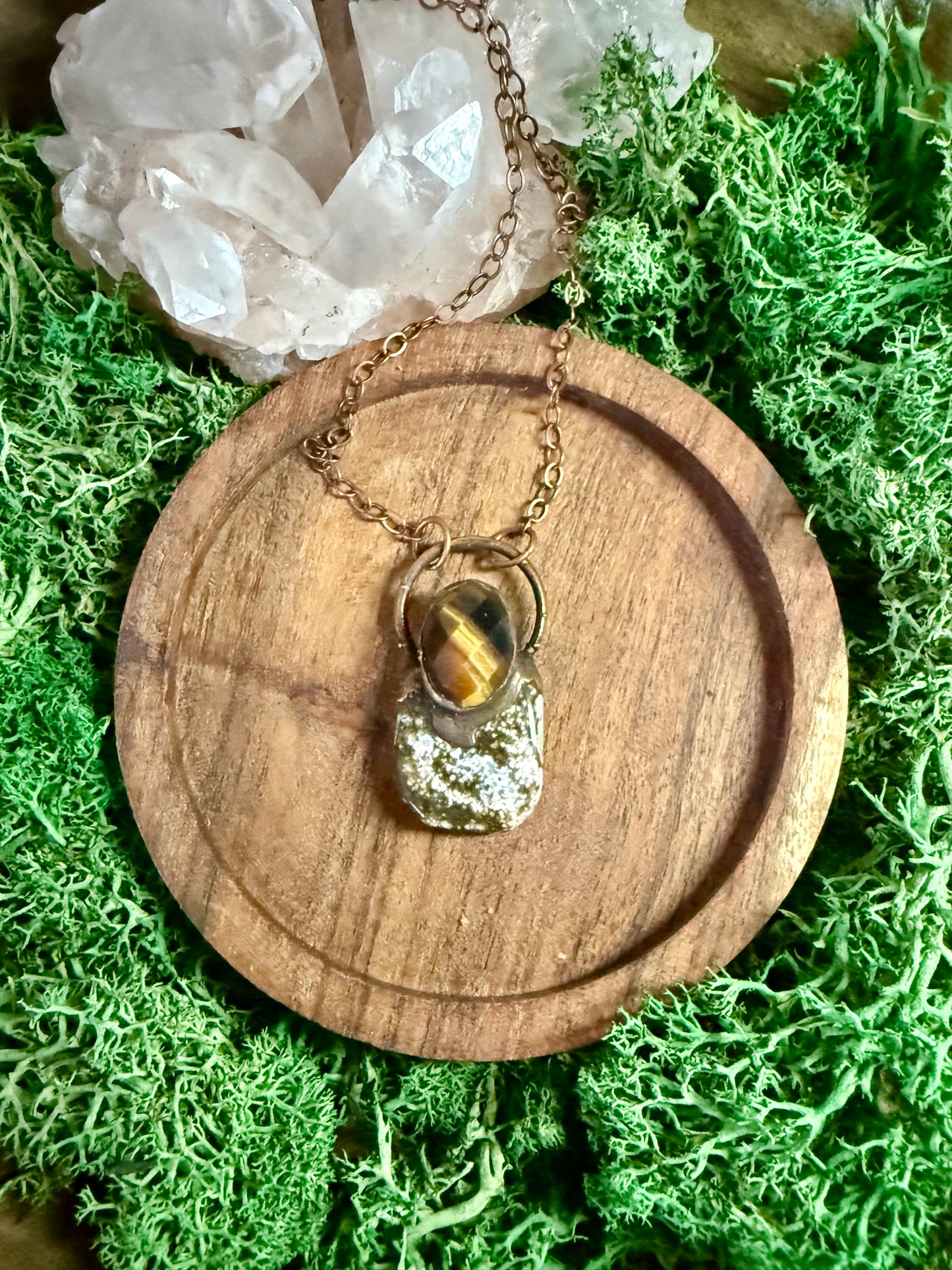 Electroformed Copper Tiger Eye and Ocean Jasper Necklace