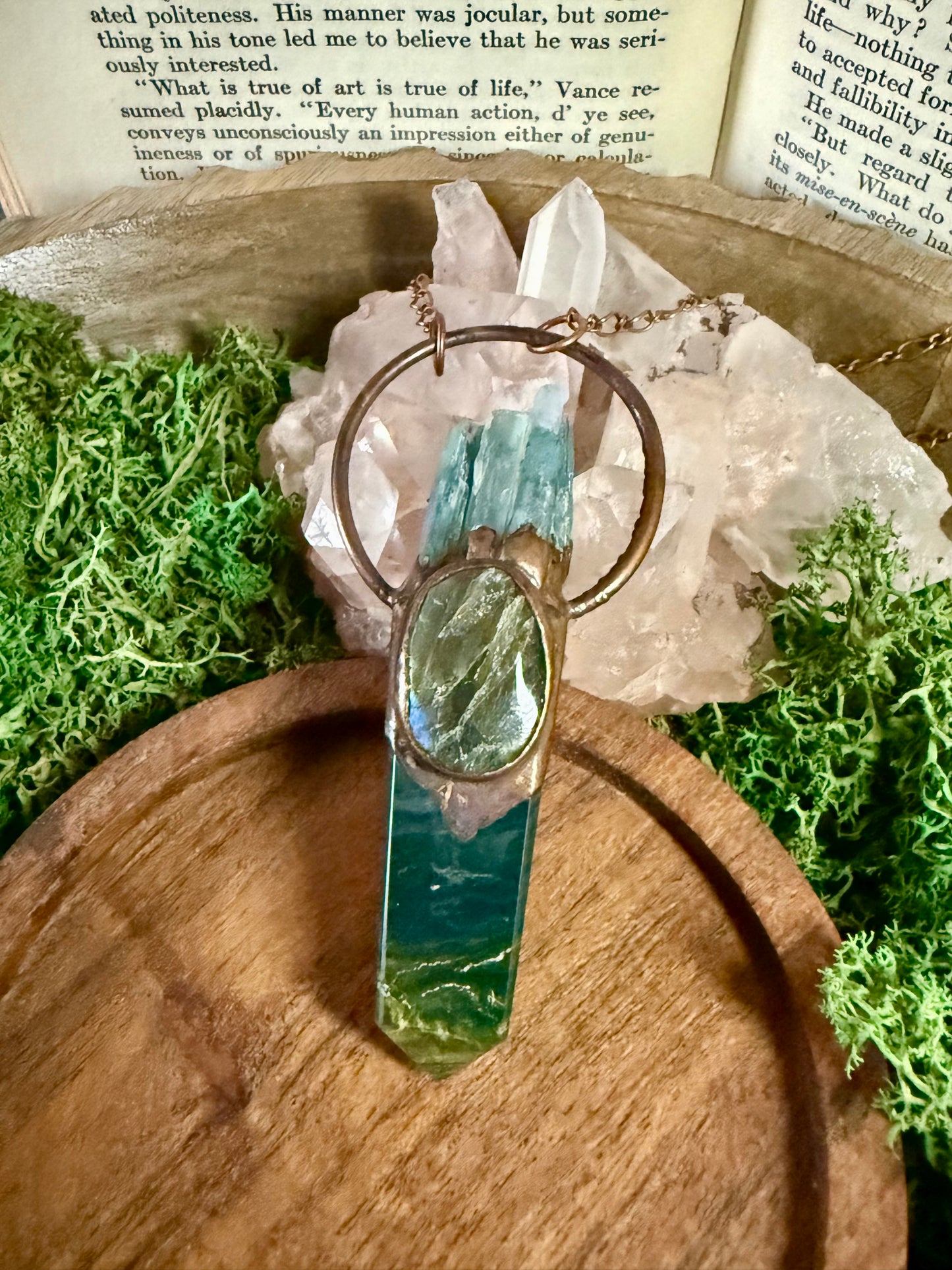Electroformed Copper Kyanite, Labradorite and Jasper Point Necklace