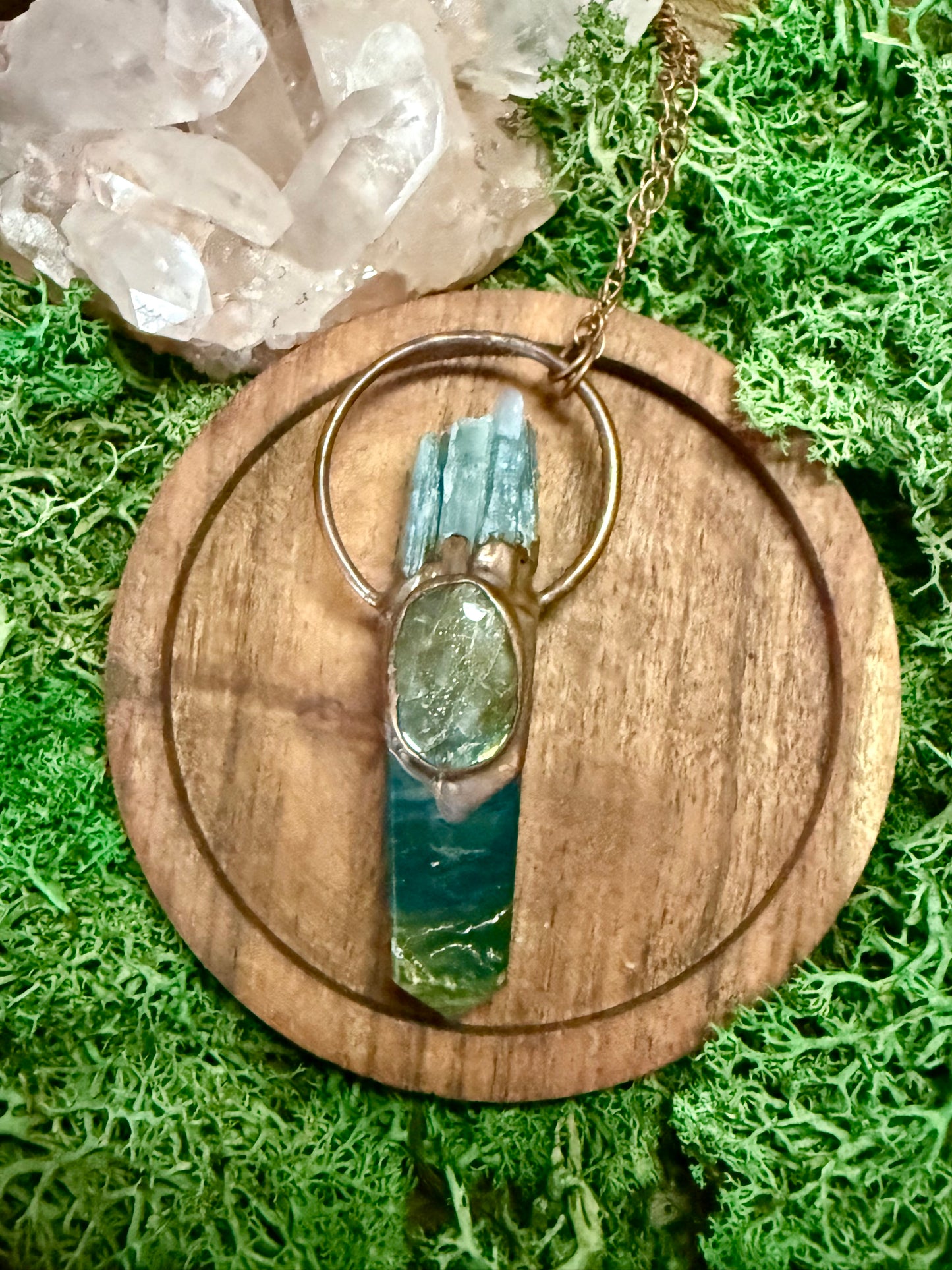 Electroformed Copper Kyanite, Labradorite and Jasper Point Necklace