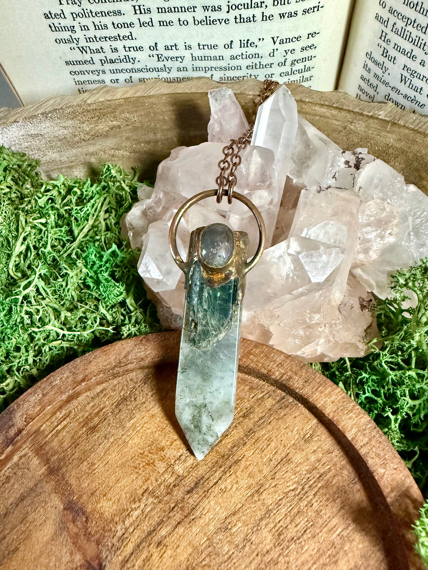 Electroformed Copper Indian Agate, Kyanite and Labradorite Stone Necklace