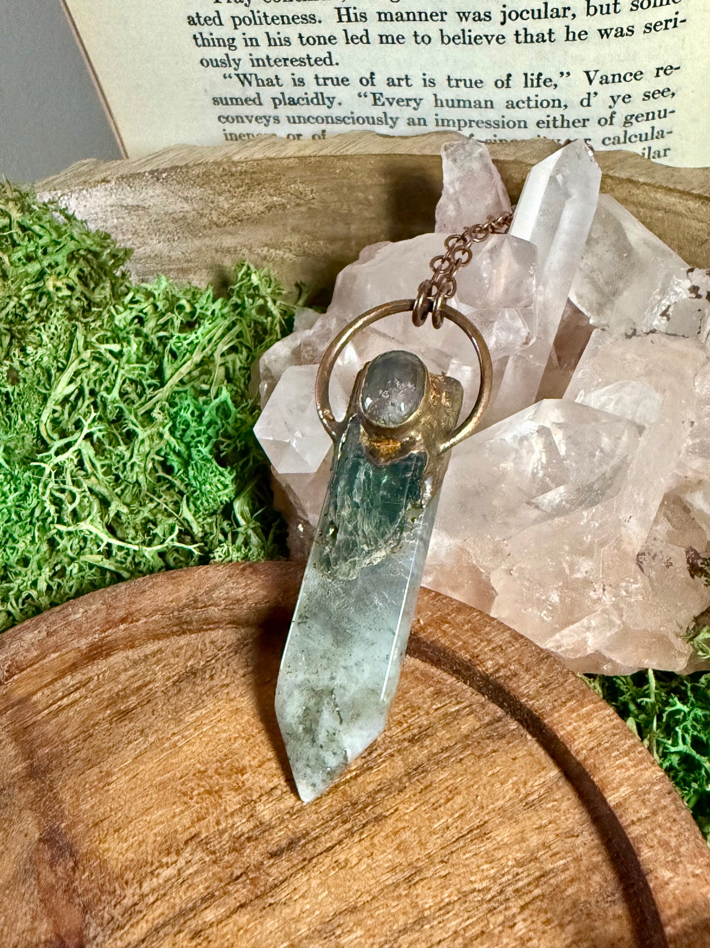 Electroformed Copper Indian Agate, Kyanite and Labradorite Stone Necklace