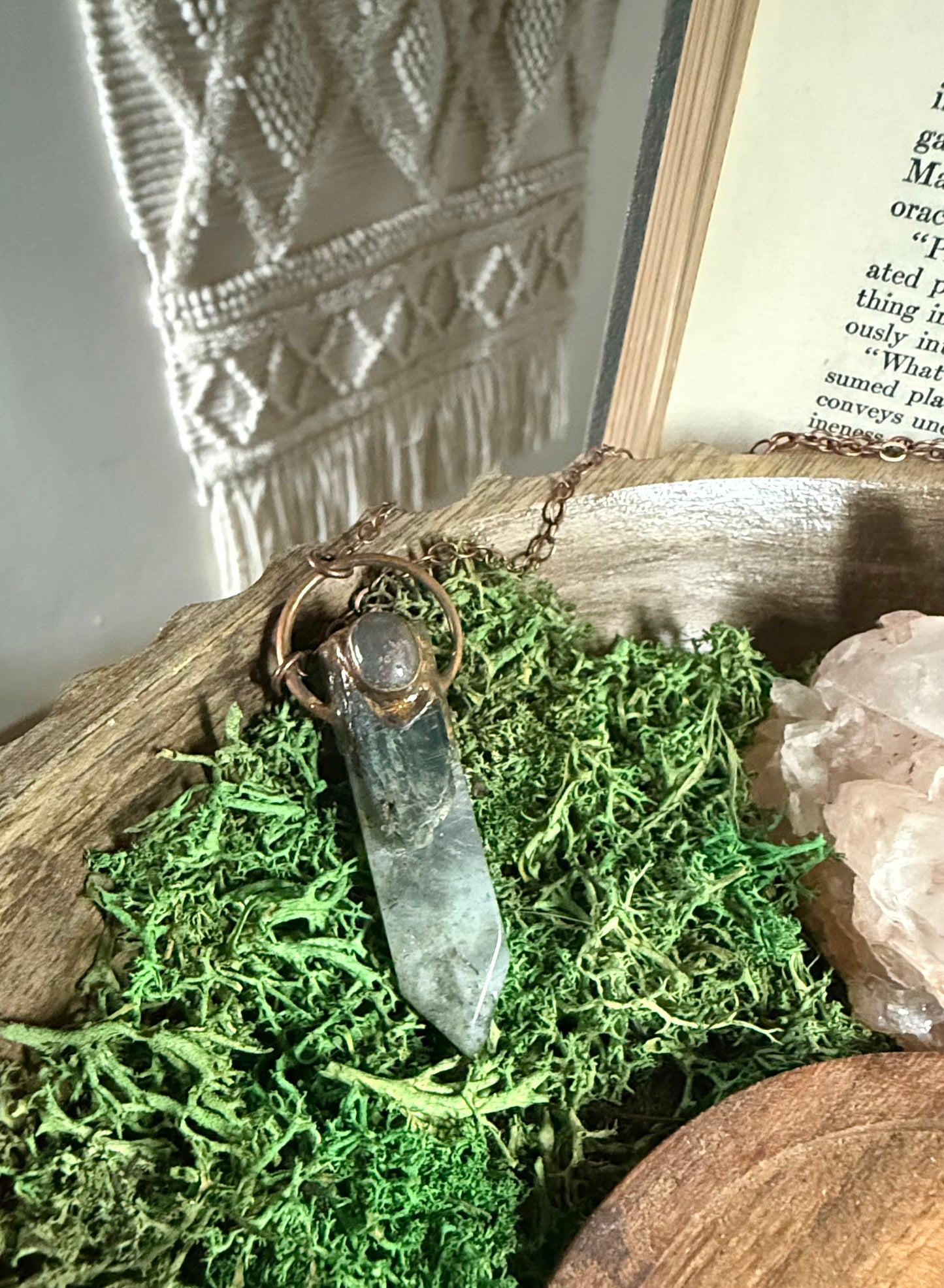 Electroformed Copper Indian Agate, Kyanite and Labradorite Stone Necklace