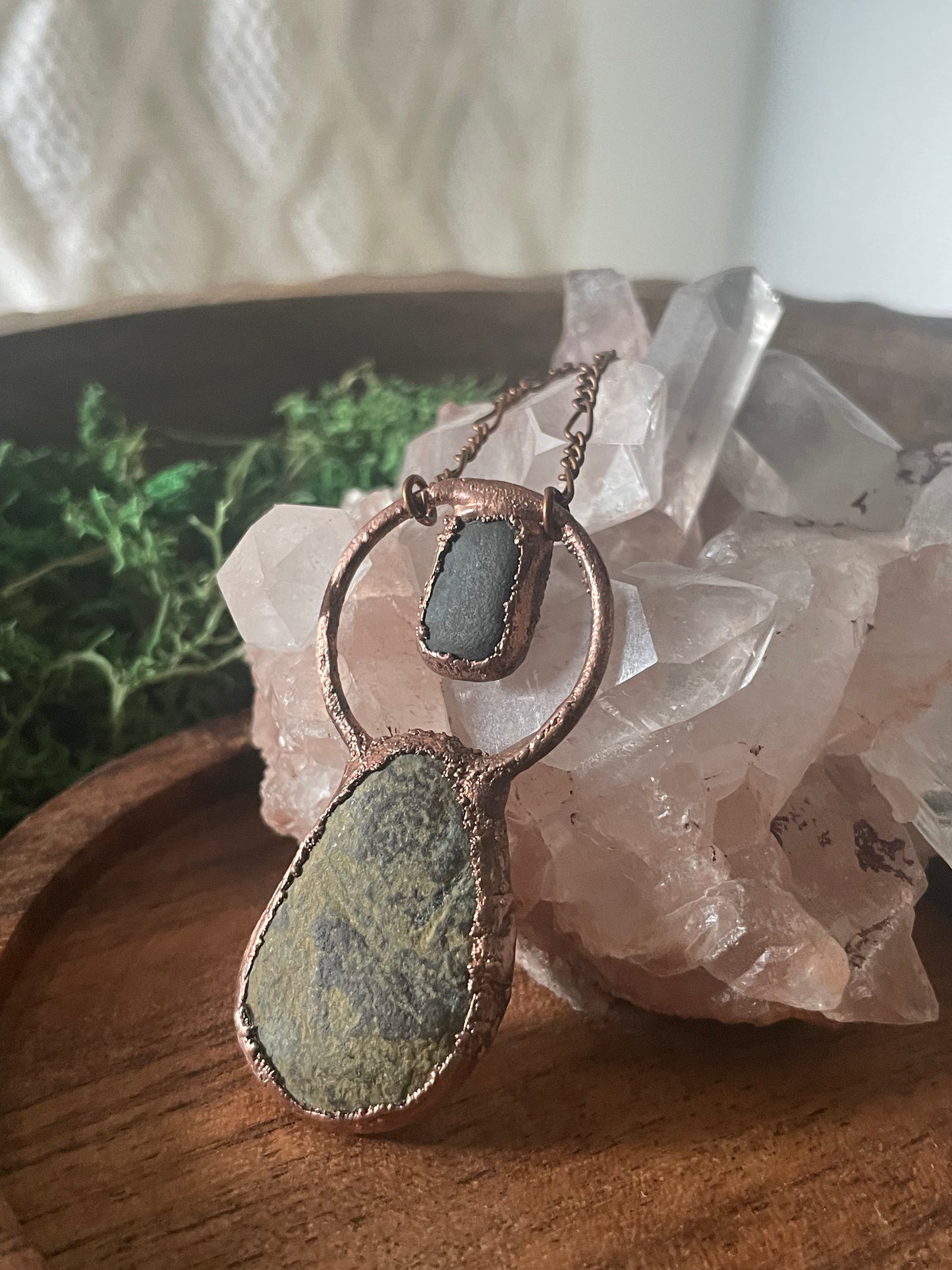 Electroformed Copper Two Stone Lake Superior Necklace