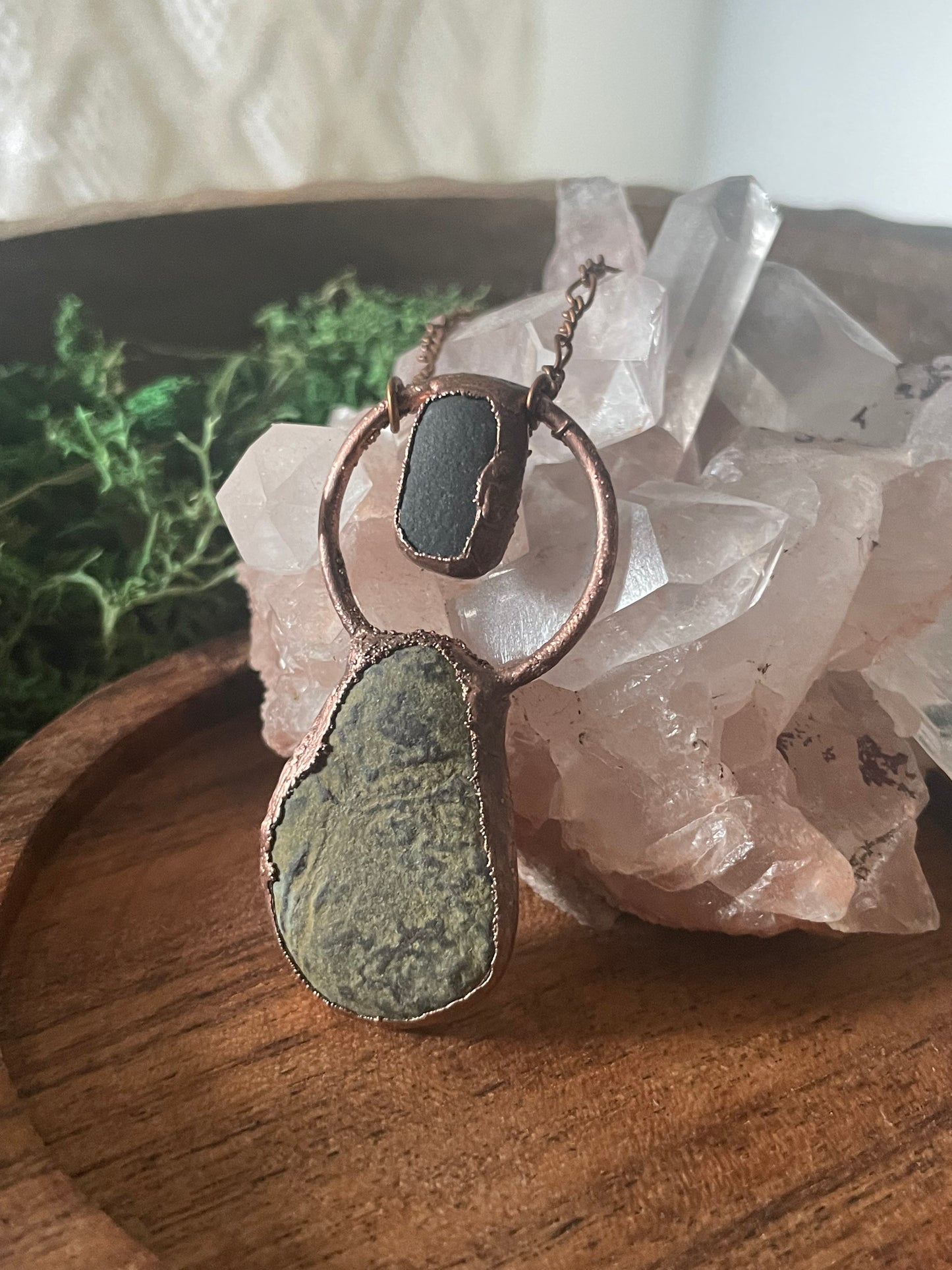 Electroformed Copper Two Stone Lake Superior Necklace