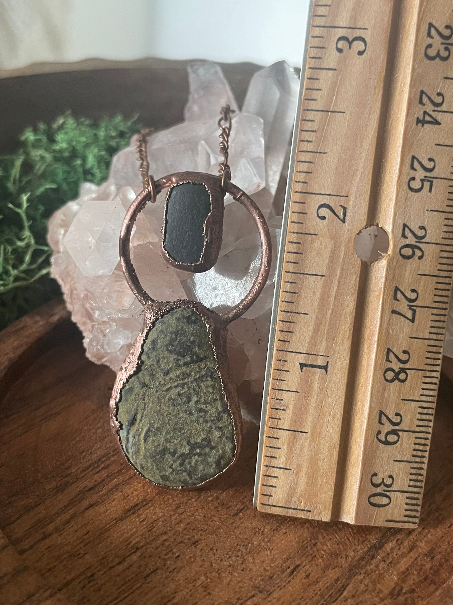 Electroformed Copper Two Stone Lake Superior Necklace