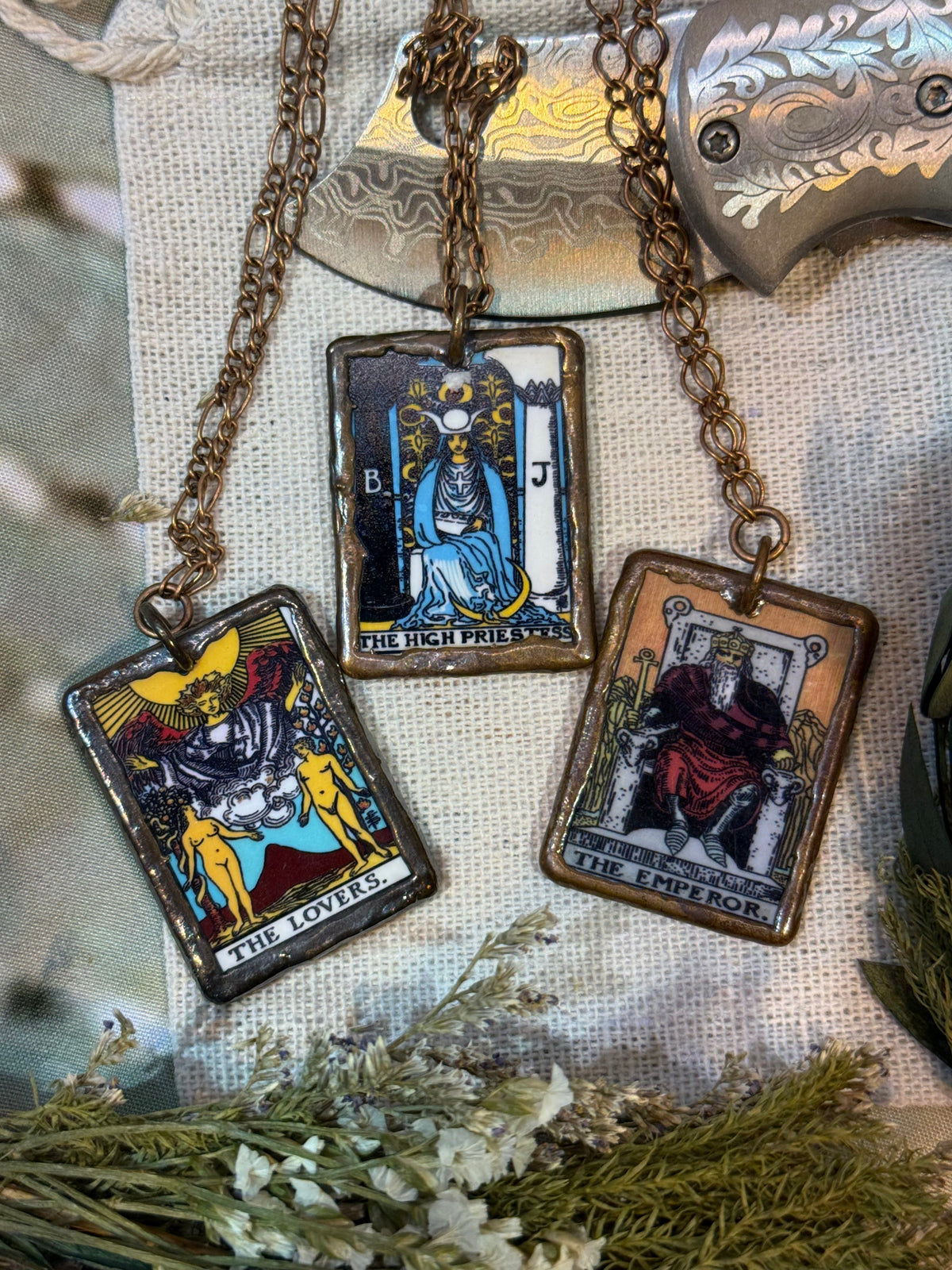 Electroformed Tarot Charm Necklaces
