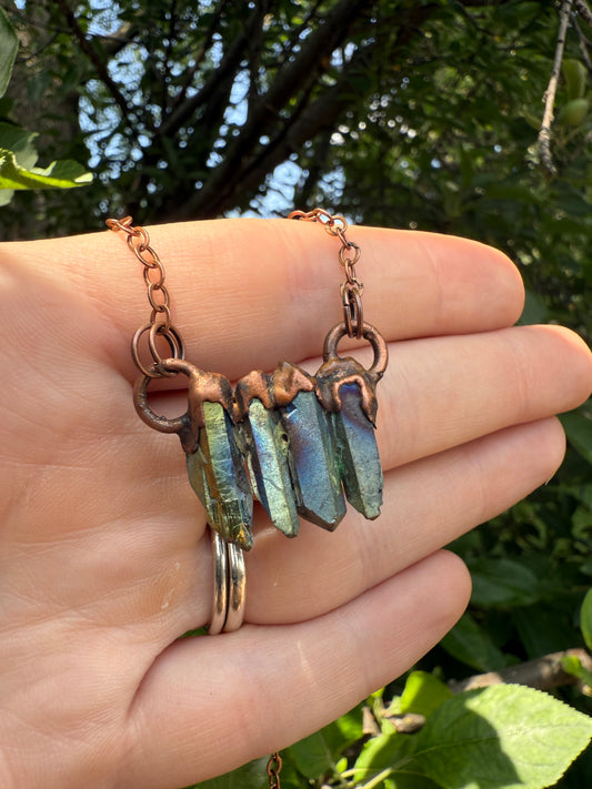 Electroformed Four Quartz Necklace