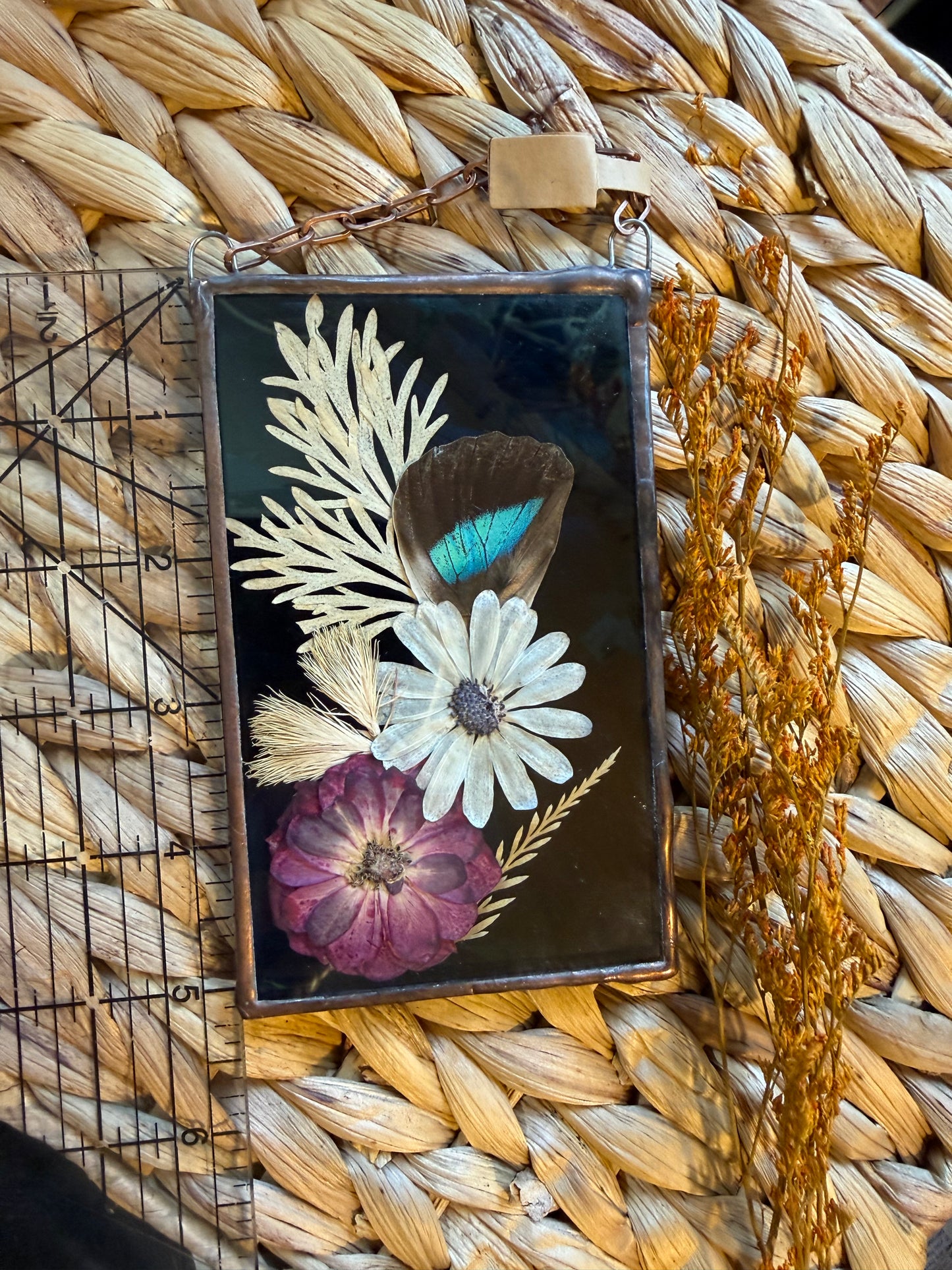 Botanical Stained Glass - Butterfly Wing, Blue Glass