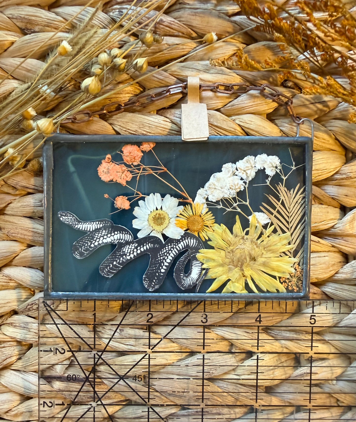 Botanical Stained Glass - Paper Snake, Milky Blue Glass