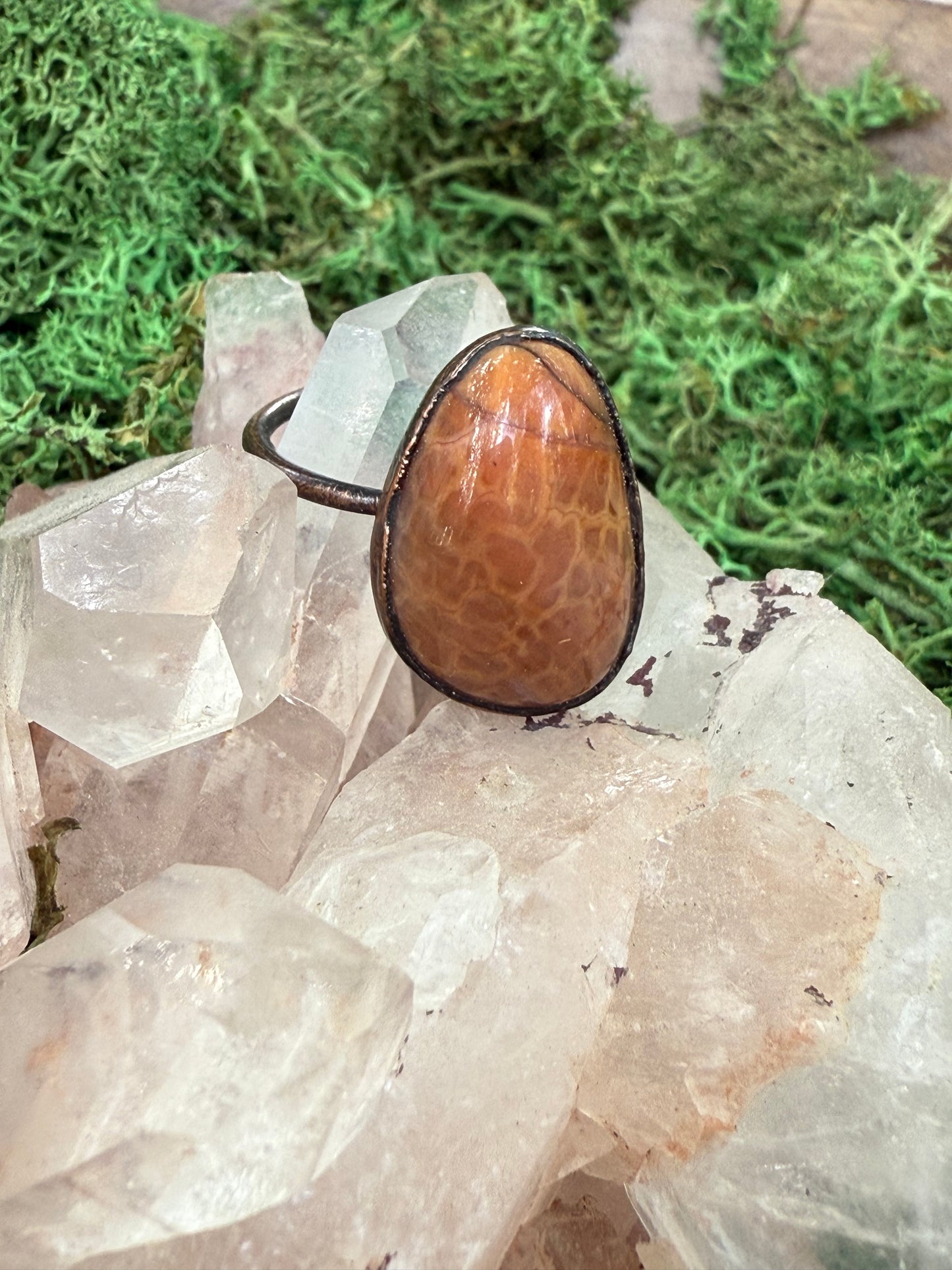 Fire Agate Stone Size 9 Ring