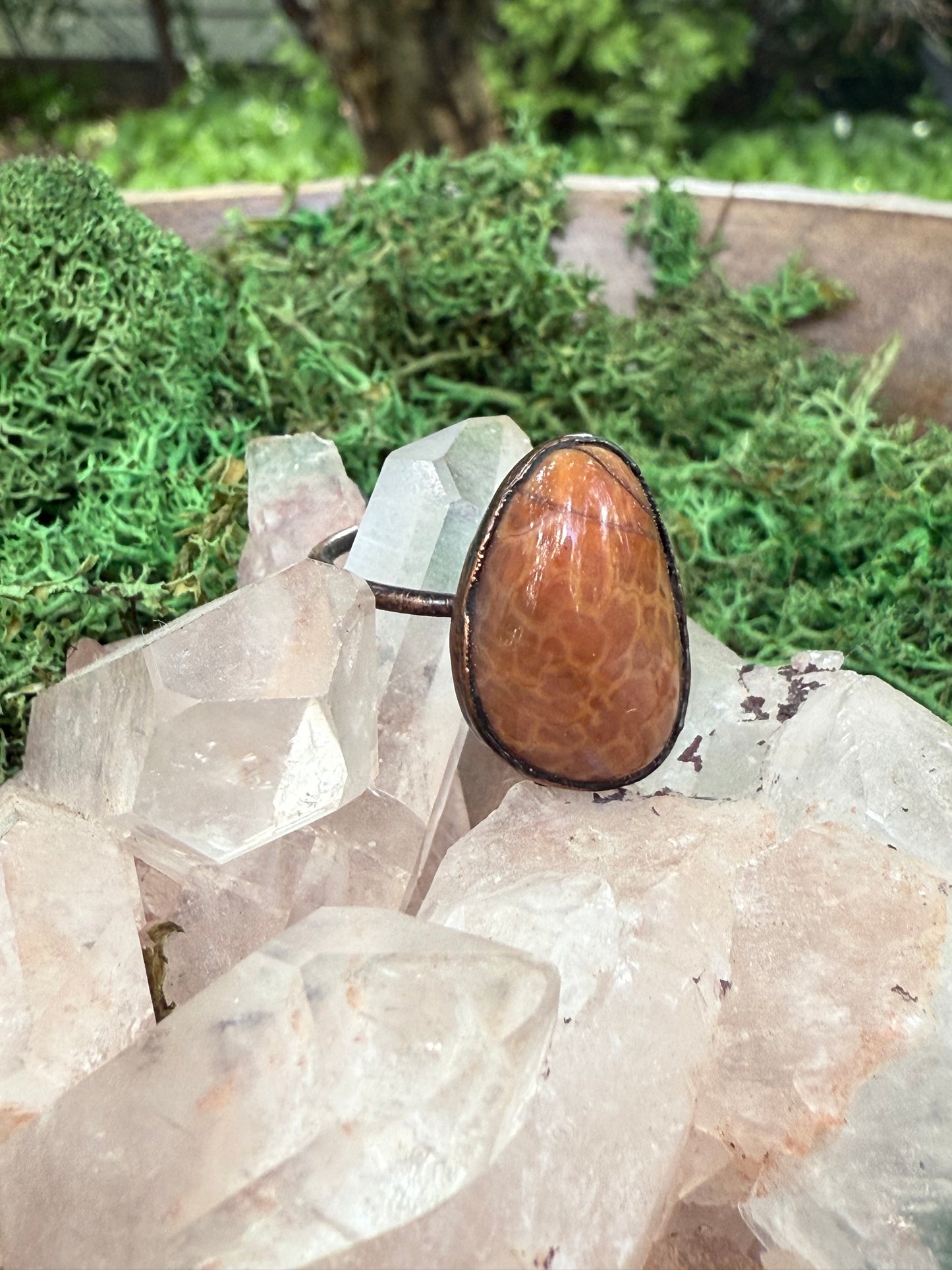 Fire Agate Stone Size 9 Ring