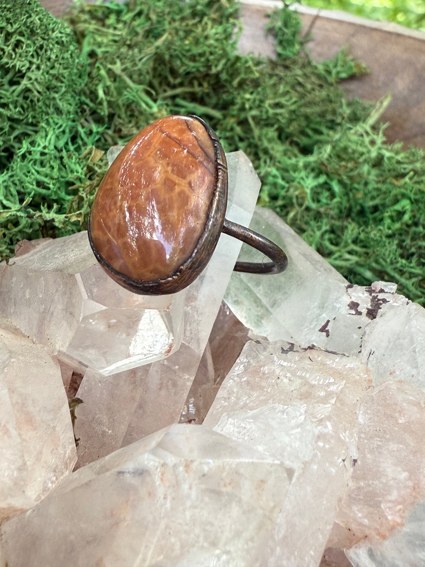 Fire Agate Stone Size 9 Ring