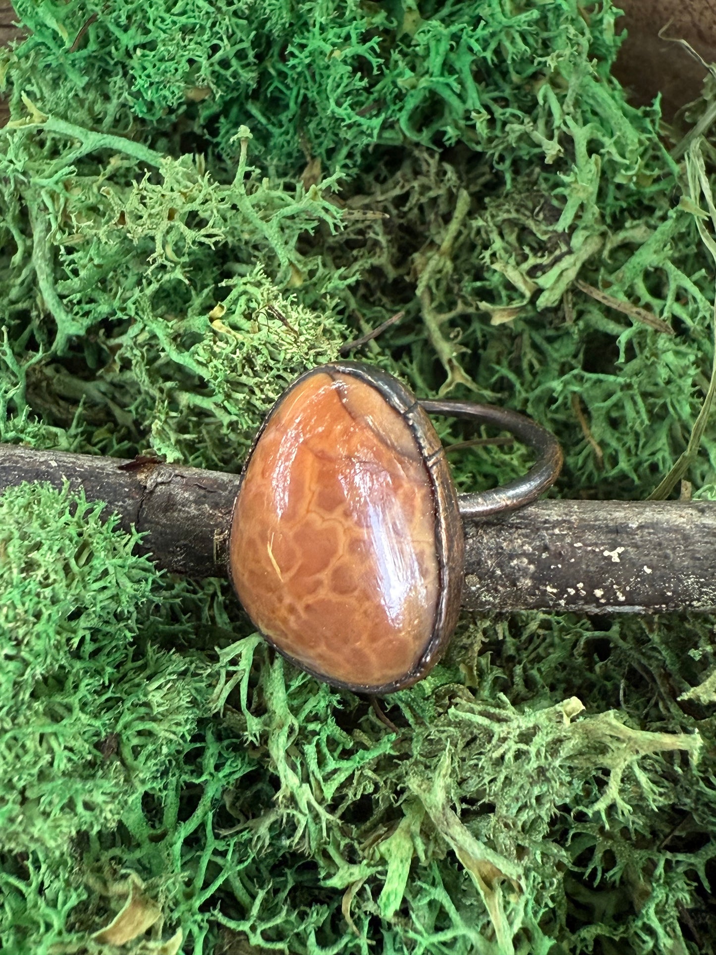 Fire Agate Stone Size 9 Ring