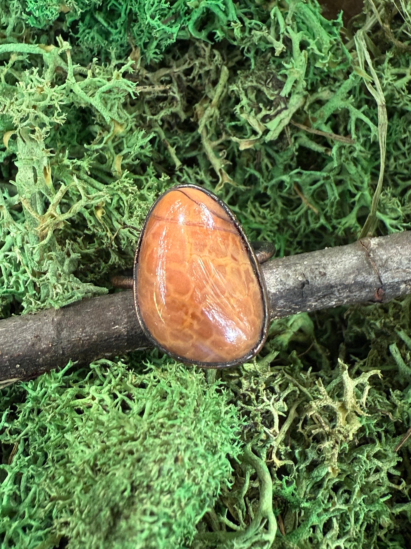 Fire Agate Stone Size 9 Ring
