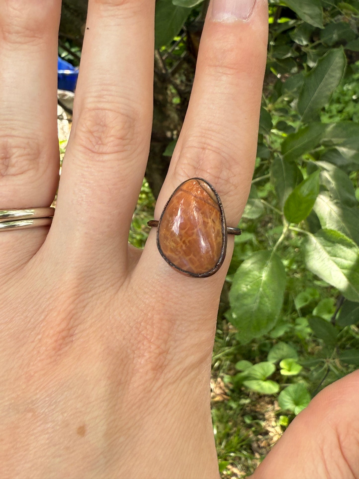 Fire Agate Stone Size 9 Ring