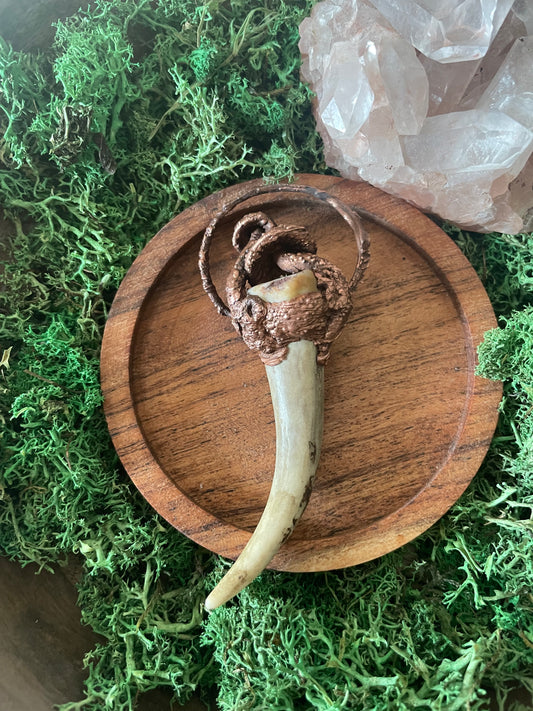 Electroformed Copper Mushroom Antler Wand Necklace