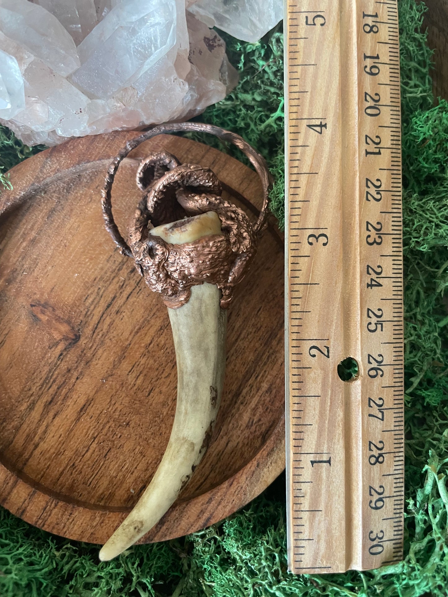 Electroformed Copper Mushroom Antler Wand Necklace