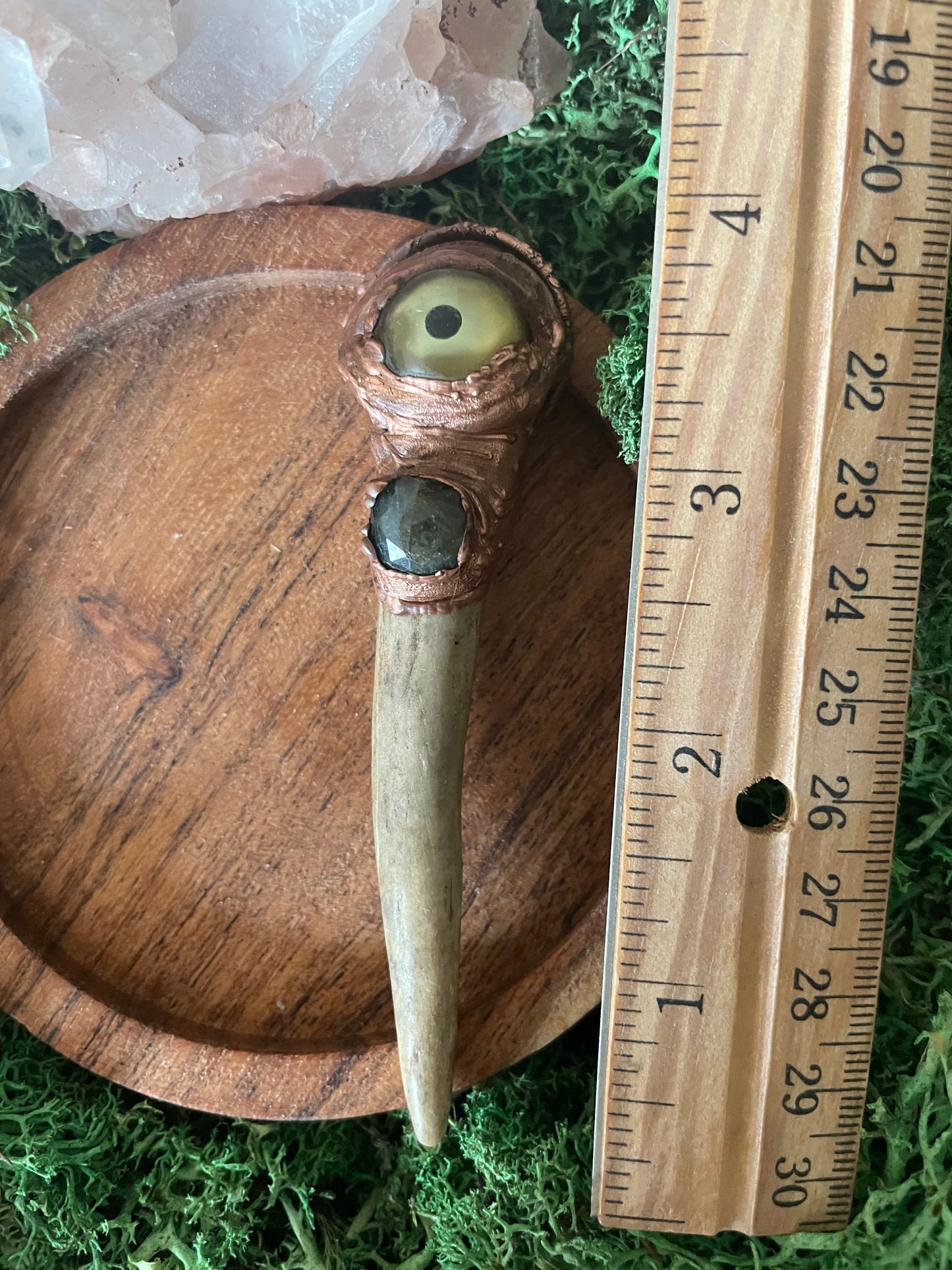Electroformed Copper Eye Antler Wand Necklace
