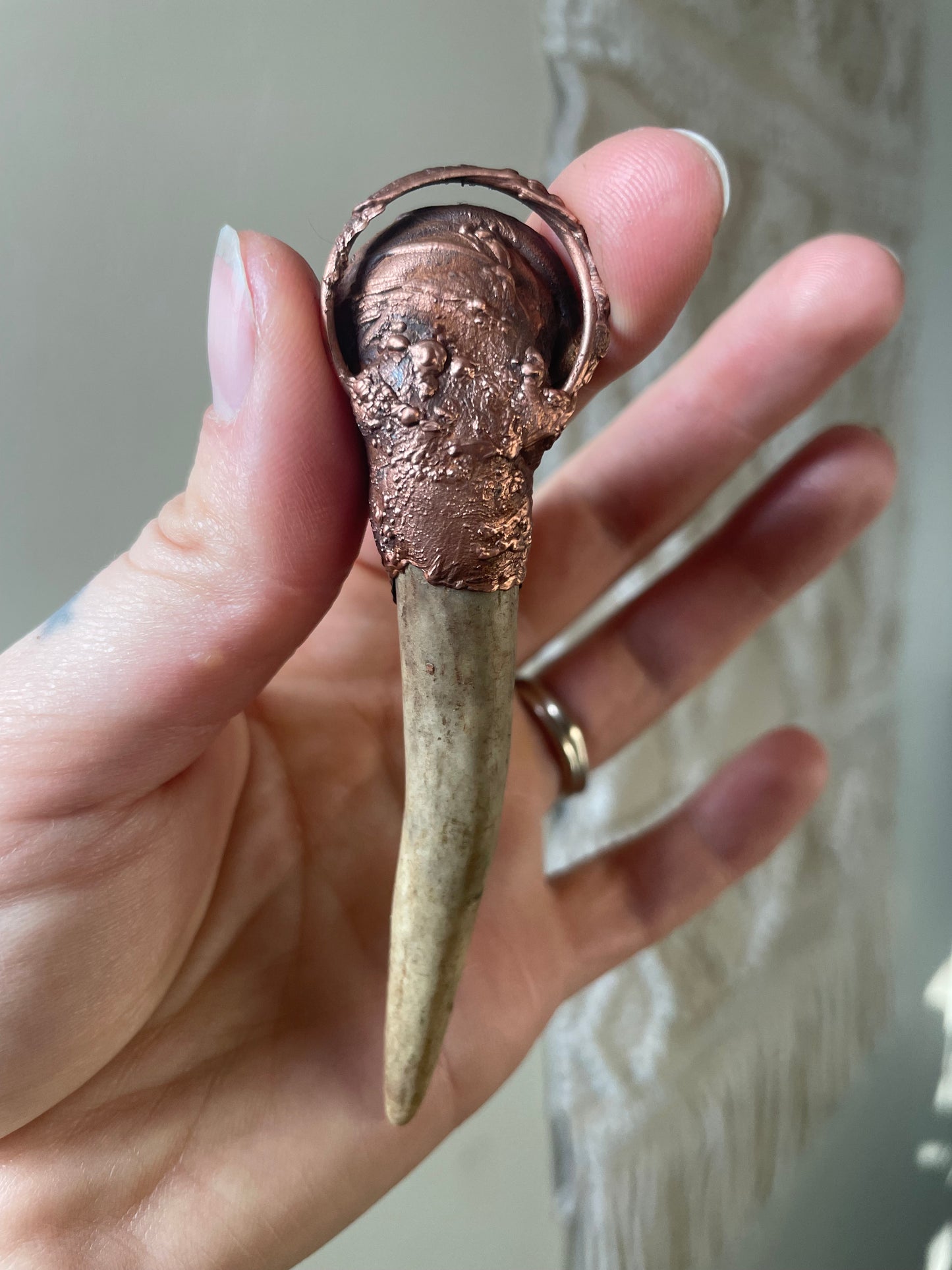 Electroformed Copper Eye Antler Wand Necklace