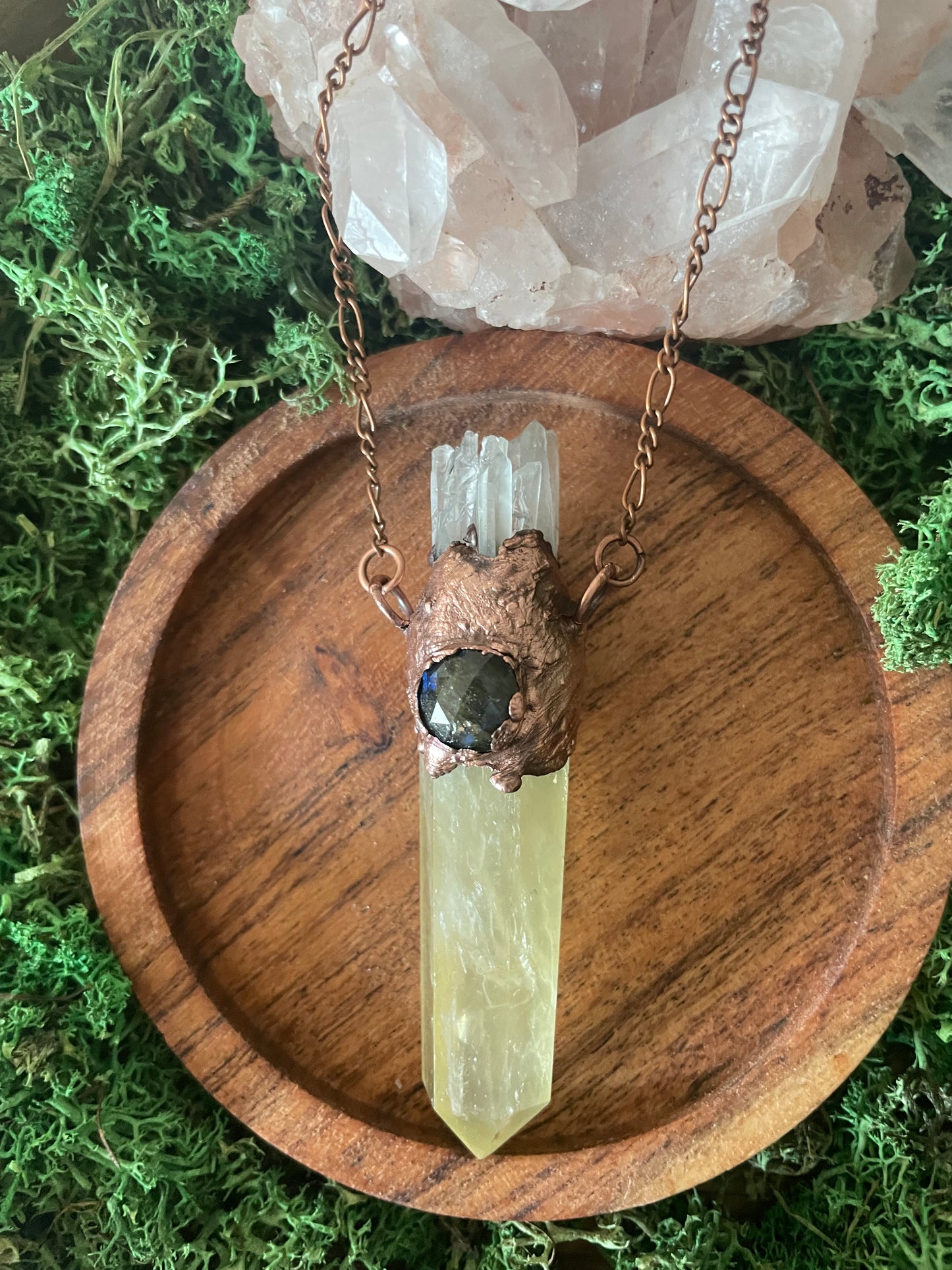 Electroformed Copper Citrine Point Necklace