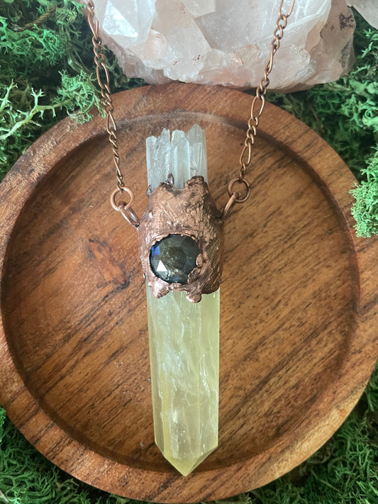 Electroformed Copper Citrine Point Necklace