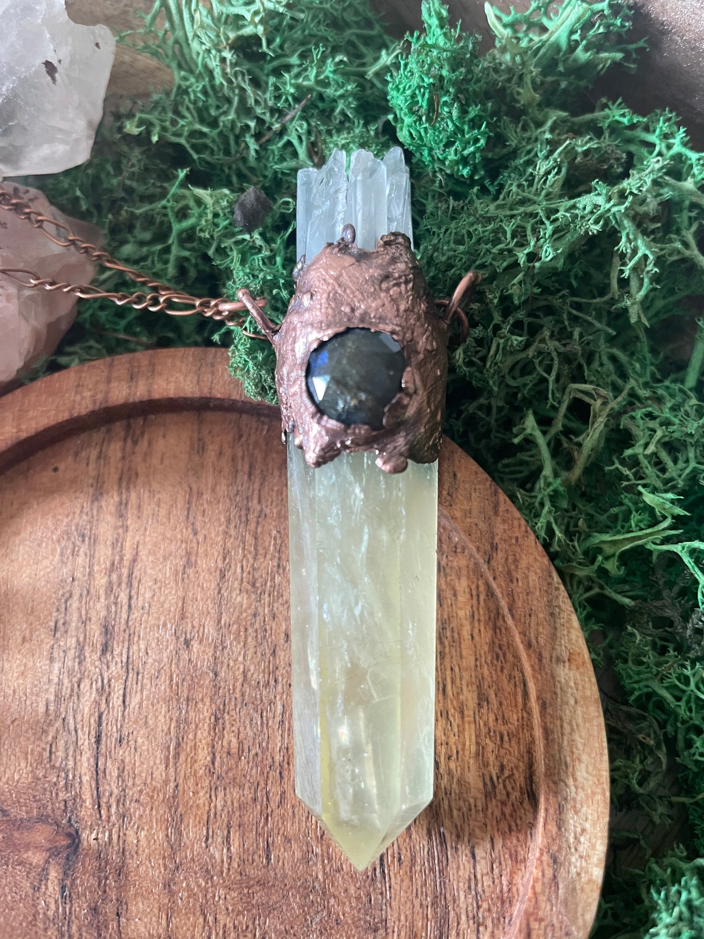 Electroformed Copper Citrine Point Necklace