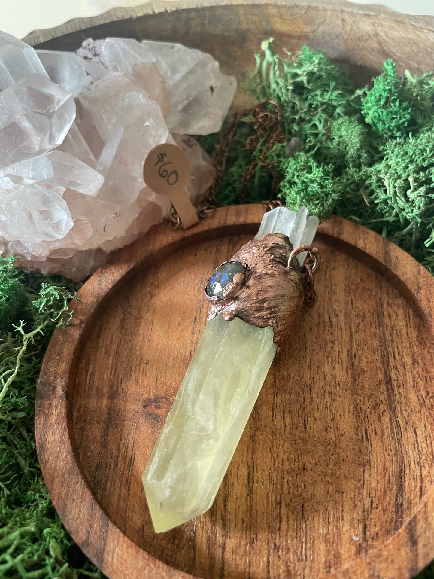 Electroformed Copper Citrine Point Necklace
