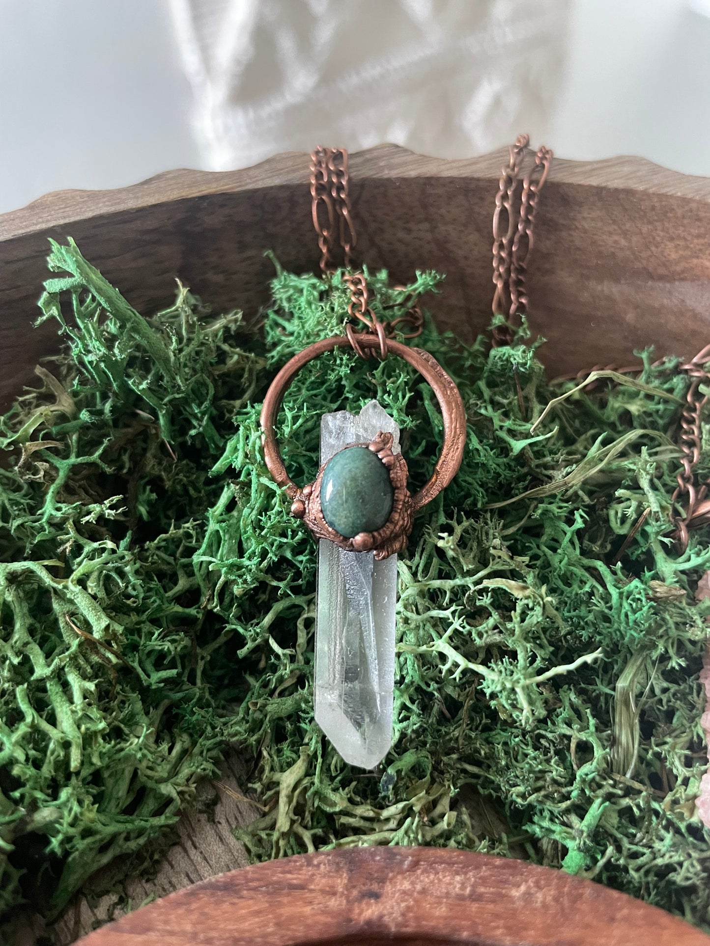 Electroformed Copper Quartz/Indian Agate Necklace