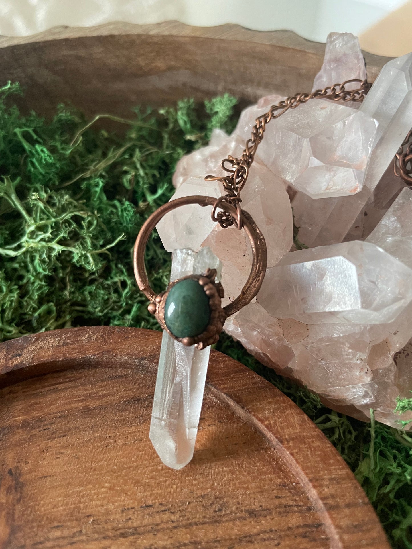Electroformed Copper Quartz/Indian Agate Necklace