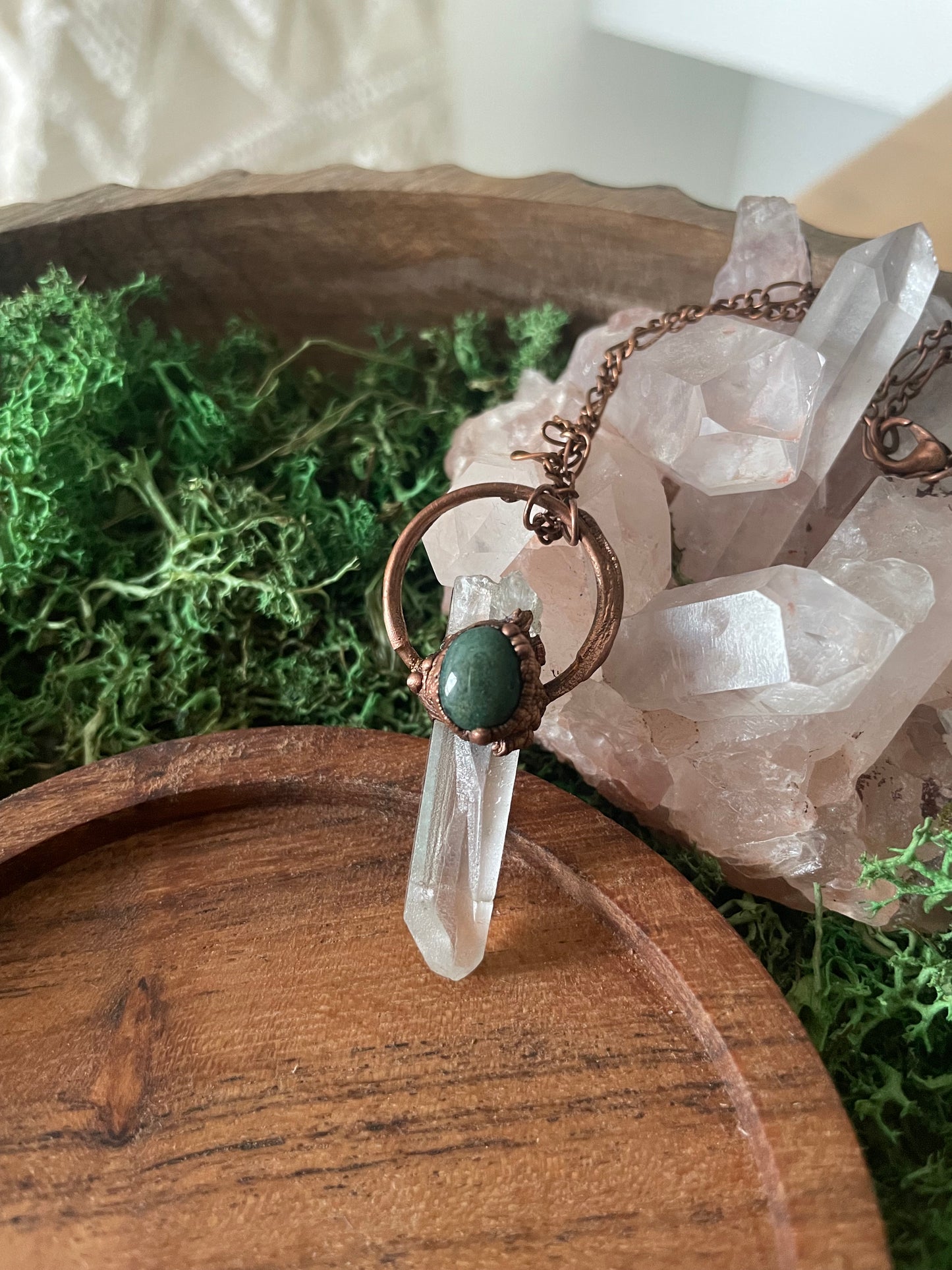 Electroformed Copper Quartz/Indian Agate Necklace