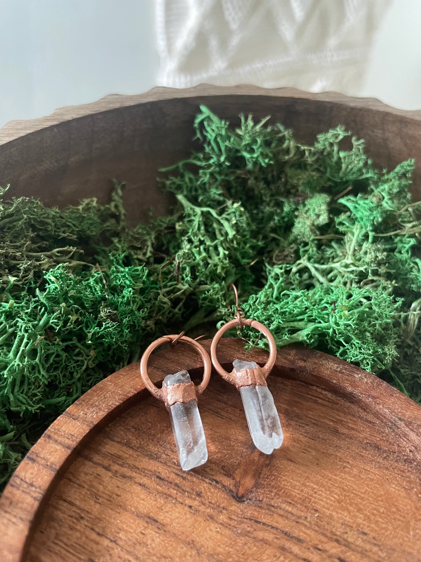 Electroformed Copper Quartz Crystal Earrings