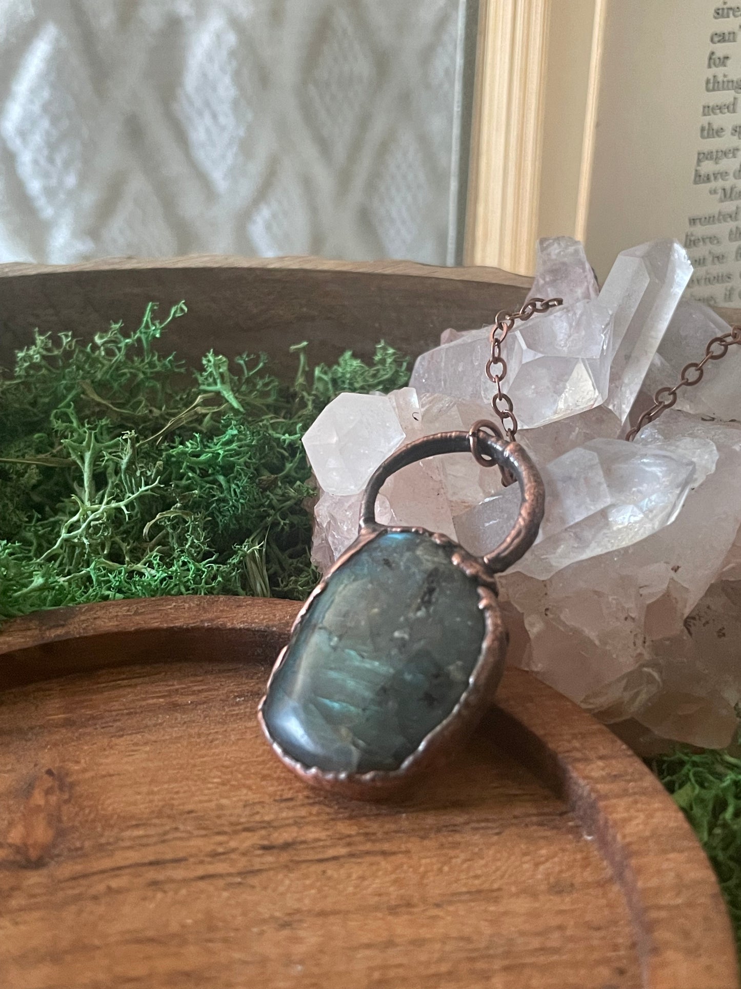 Electroformed Copper Labradorite Stone Necklace