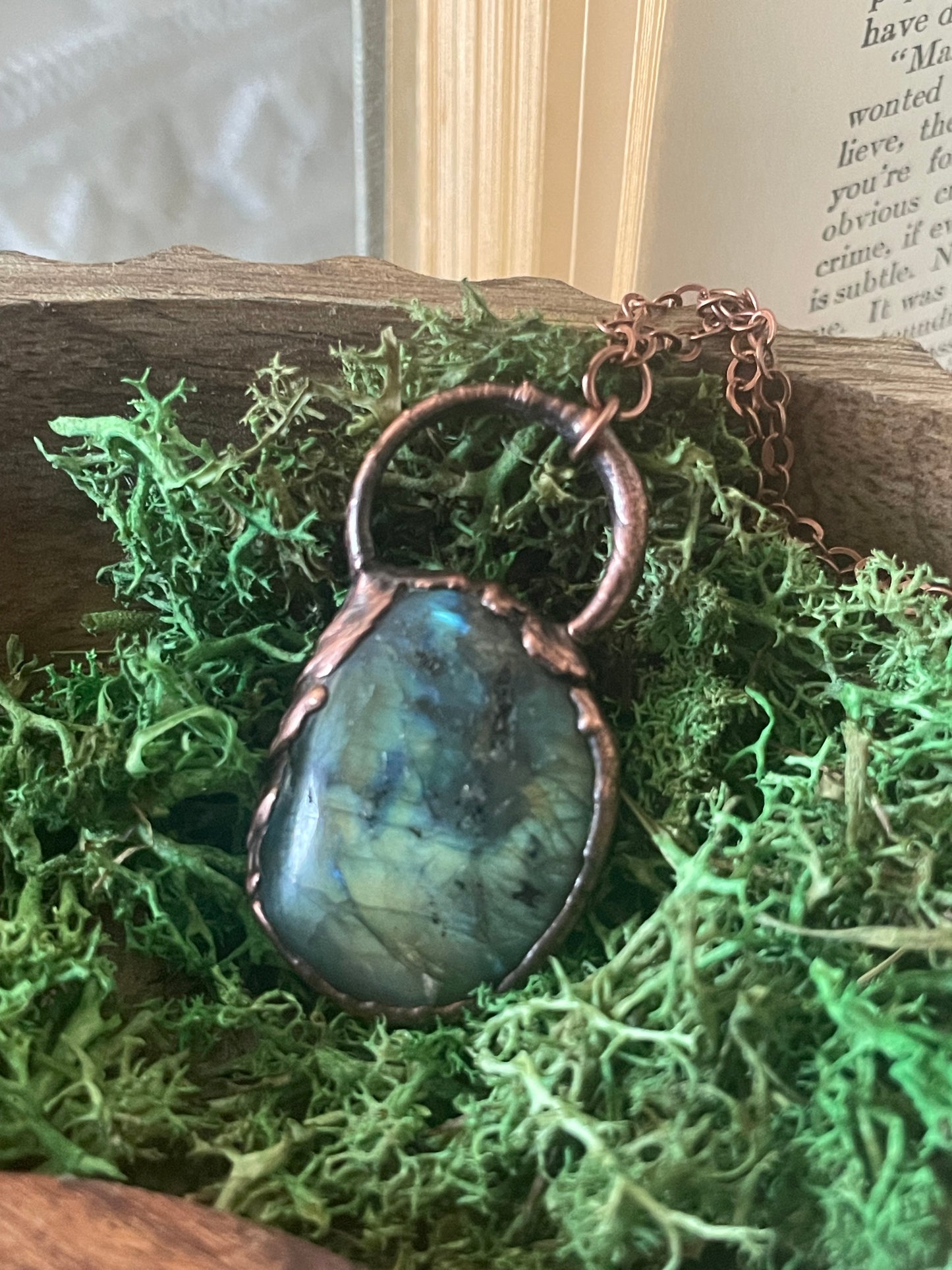 Electroformed Copper Labradorite Stone Necklace