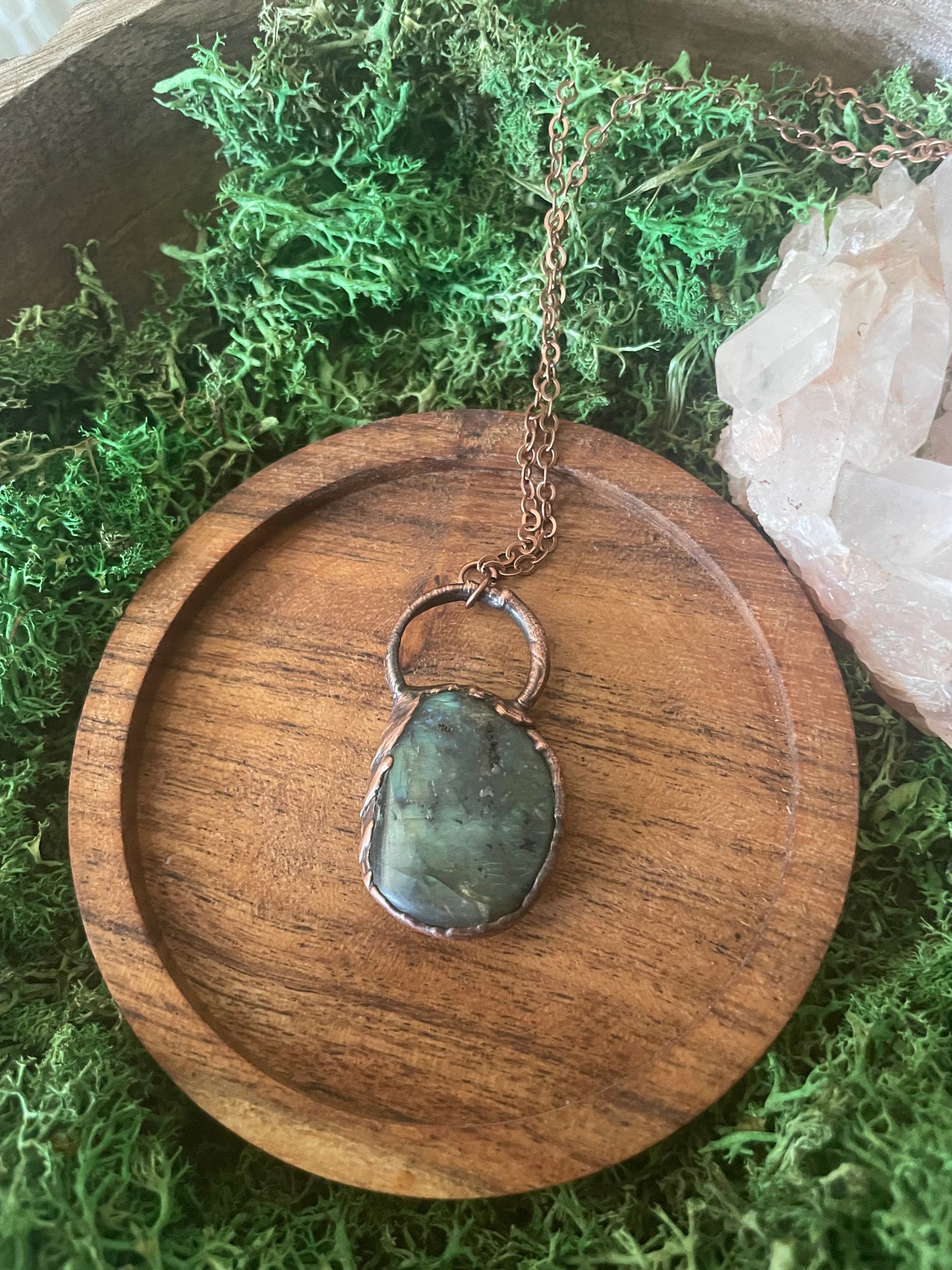 Electroformed Copper Labradorite Stone Necklace