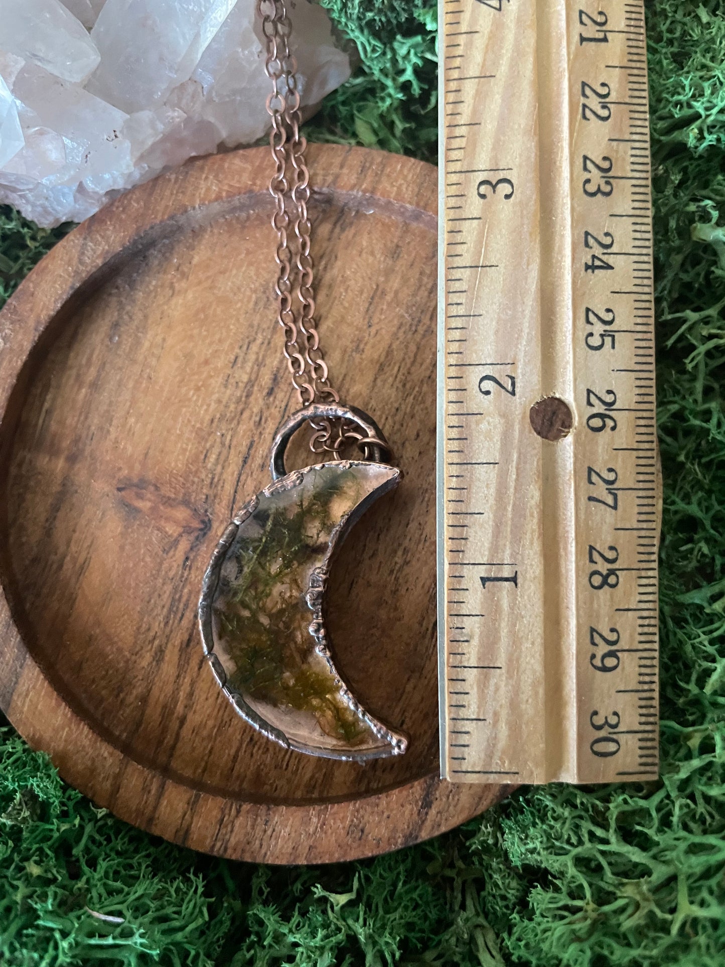 Electroformed Copper Moon Moss Necklace