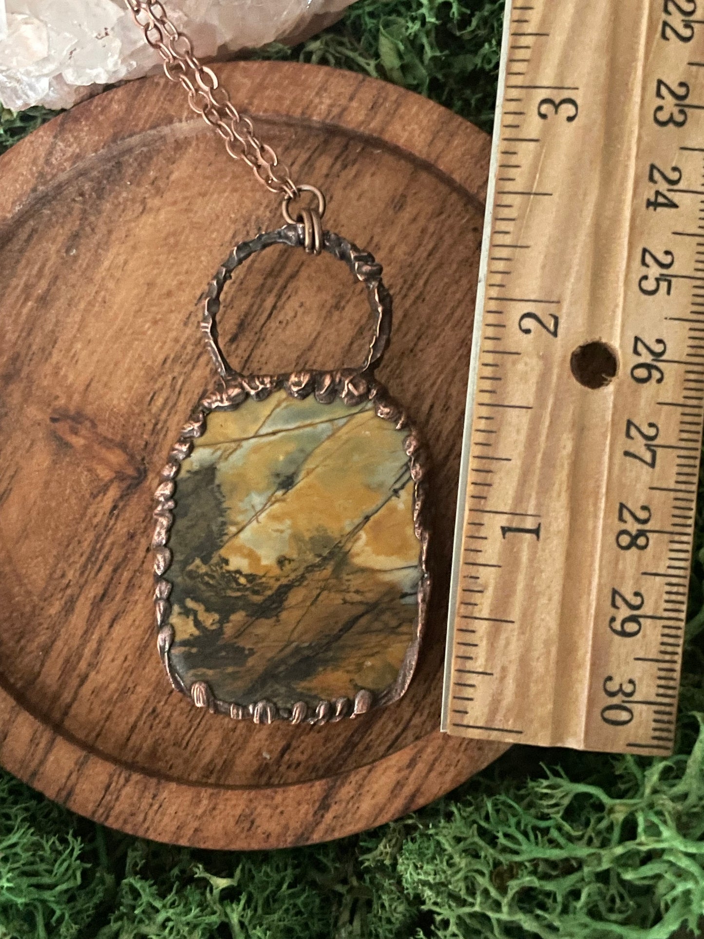 Electroformed Copper Network Jasper Stone Necklace